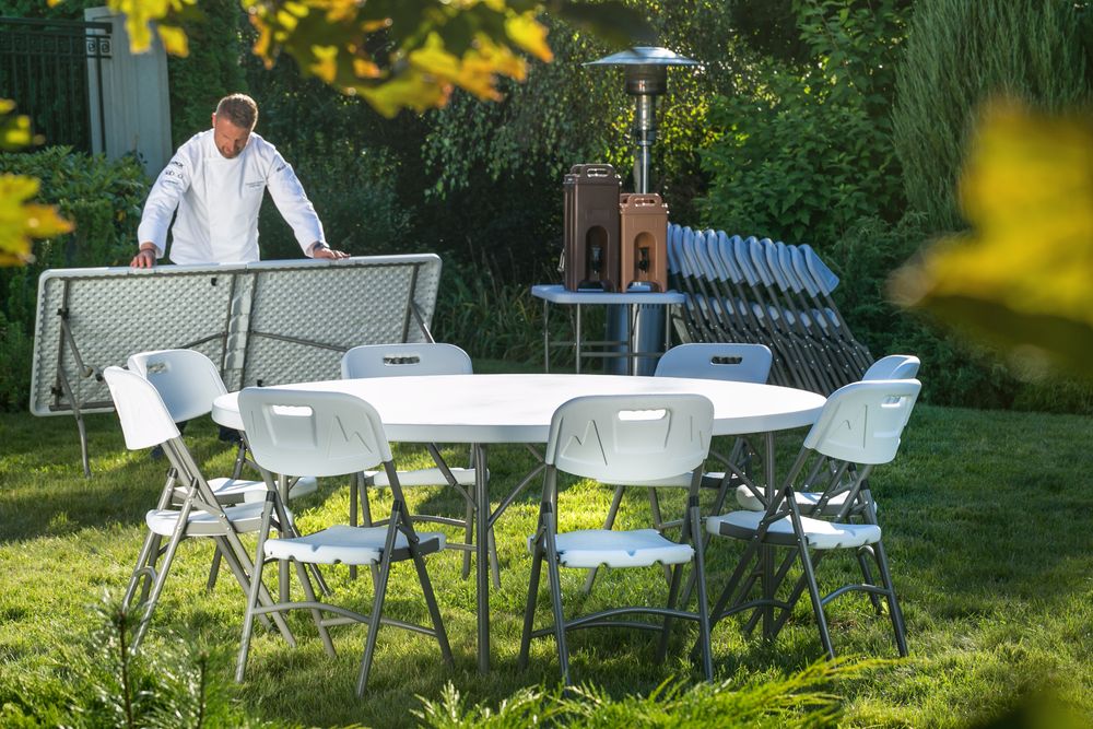 Buffettafel rond opvouwbaar, HENDI, Max. belasting 250 kg., ⌀1800x(H)740mm