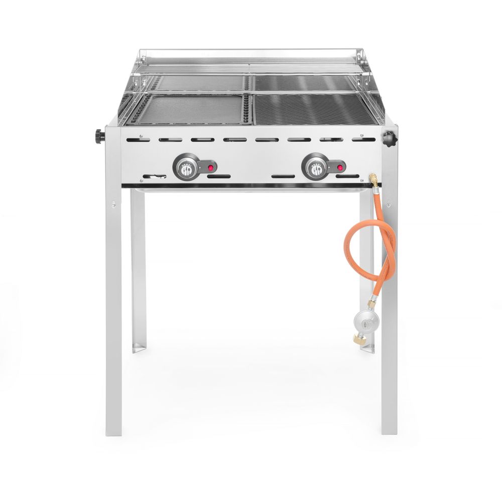 Green Fire met 2 branders, HENDI, Profi Line, Geëmailleerde gietijzeren bakplaat en rooster GN 1/1, 11,6kW, 740x615x(H)825mm