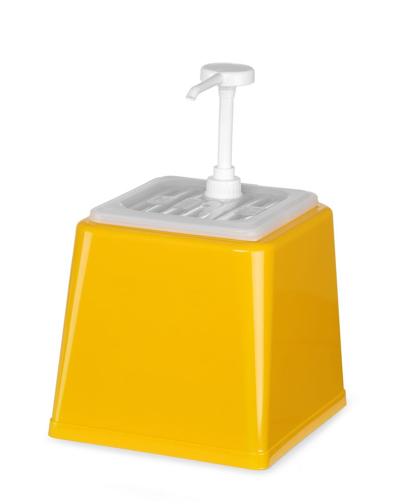 Sausdispenser met pomp, HENDI, 2,5L, Geel, 230x210x(H)327mm