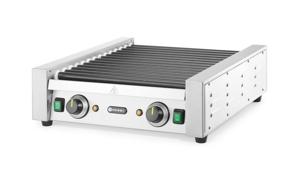Worstenroller grill - twee zones, HENDI, 14 rollers, 230V/1480W, 520x650x(H)176mm