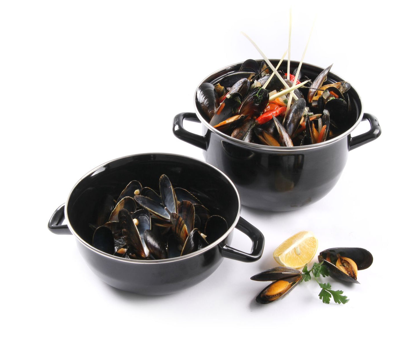 Mosselpan geëmailleerd - met deksel, HENDI, 2,3L, ø200x(H)190mm