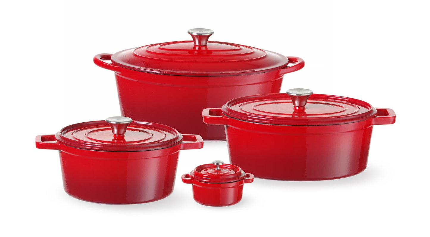 Hendi Braadpan geëmailleerd gietijzer, 6,88L, Rood, 405x255x(H)134mm