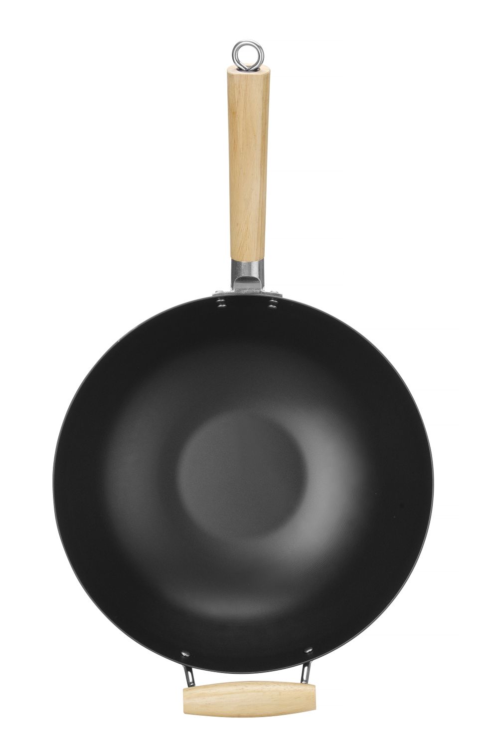 Hendi Wokpan Carbon staal Houten handvat, ø32x(H)160mm, Alle warmtebronnen