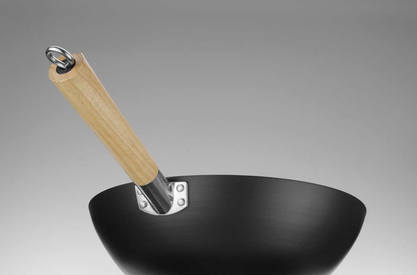 Hendi Wokpan Carbon staal Houten handvat, ø32x(H)160mm, Alle warmtebronnen