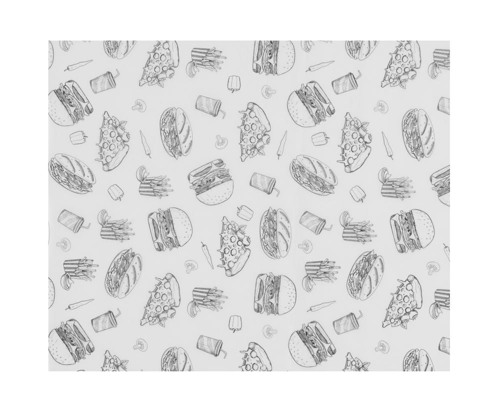 Vestbestendig papier, HENDI, Illustratie fast-food patroon, 500 st., 200x250mm