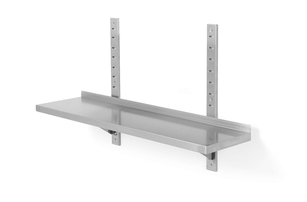 Verstelbare enkele wandplank met 2 beugels, HENDI, 800x300x(H)600mm
