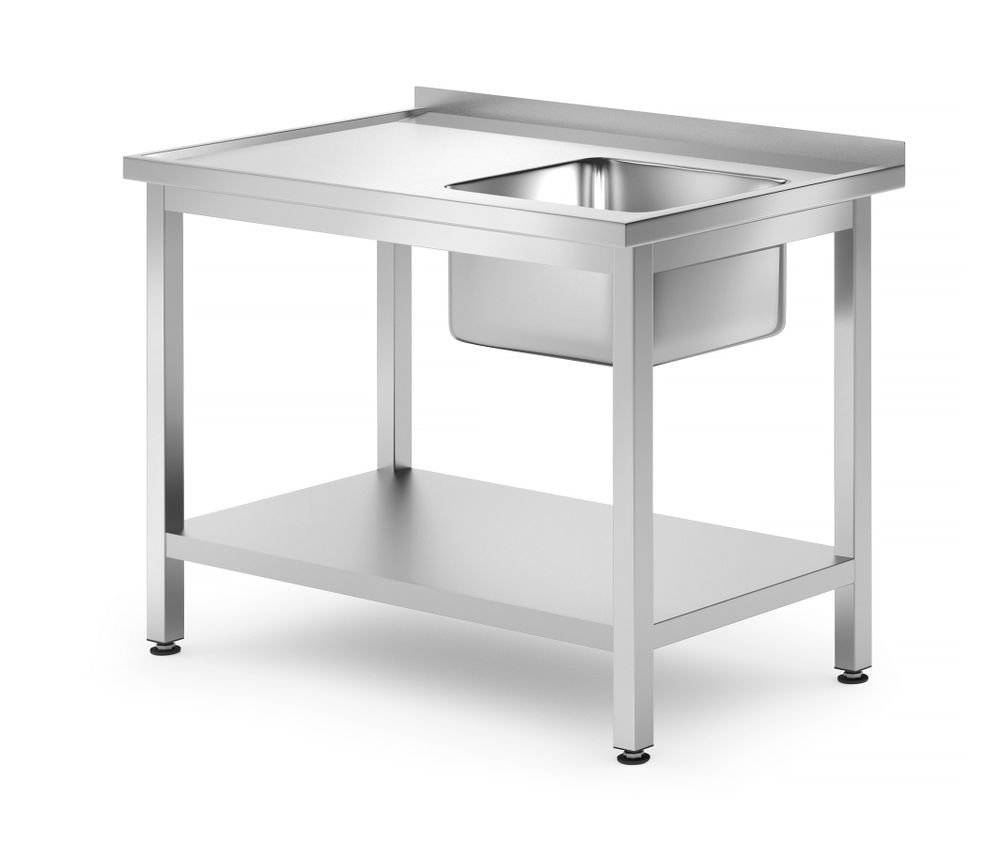 Enkele spoeltafel met schap, HENDI, Kitchen Line, Rechts, 1000x700x(H)850mm