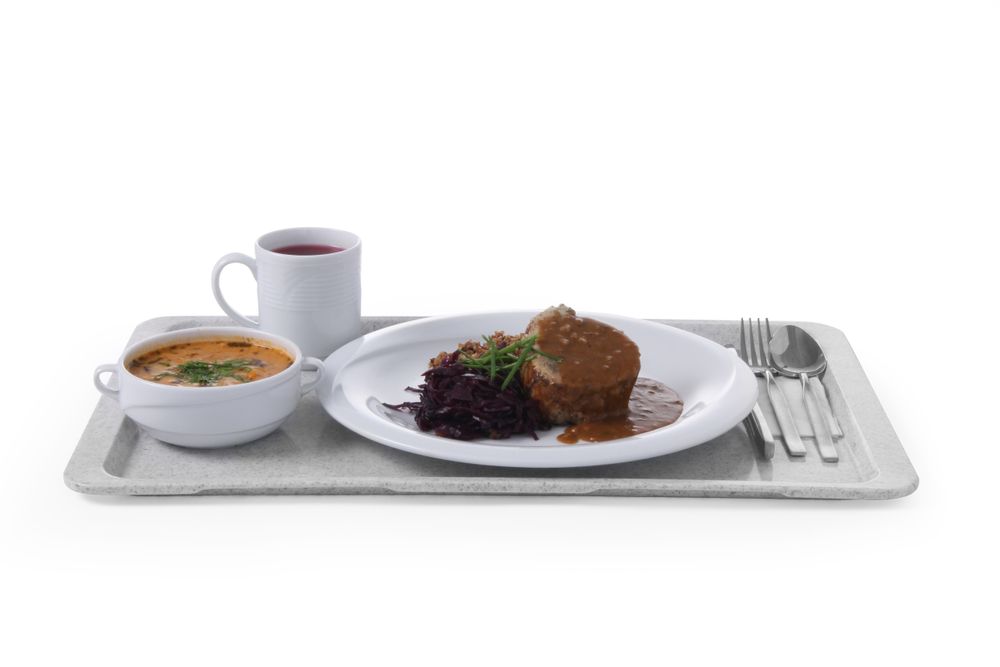 Polyester dienblad voor zelfbedieningsrestaurants, AmerBox, GN 1/1, graniet, 530x325mm