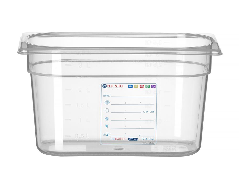 Container GN 1/4, HENDI, GN 1/4, 4L, Transparant, 265x162x(H)150mm