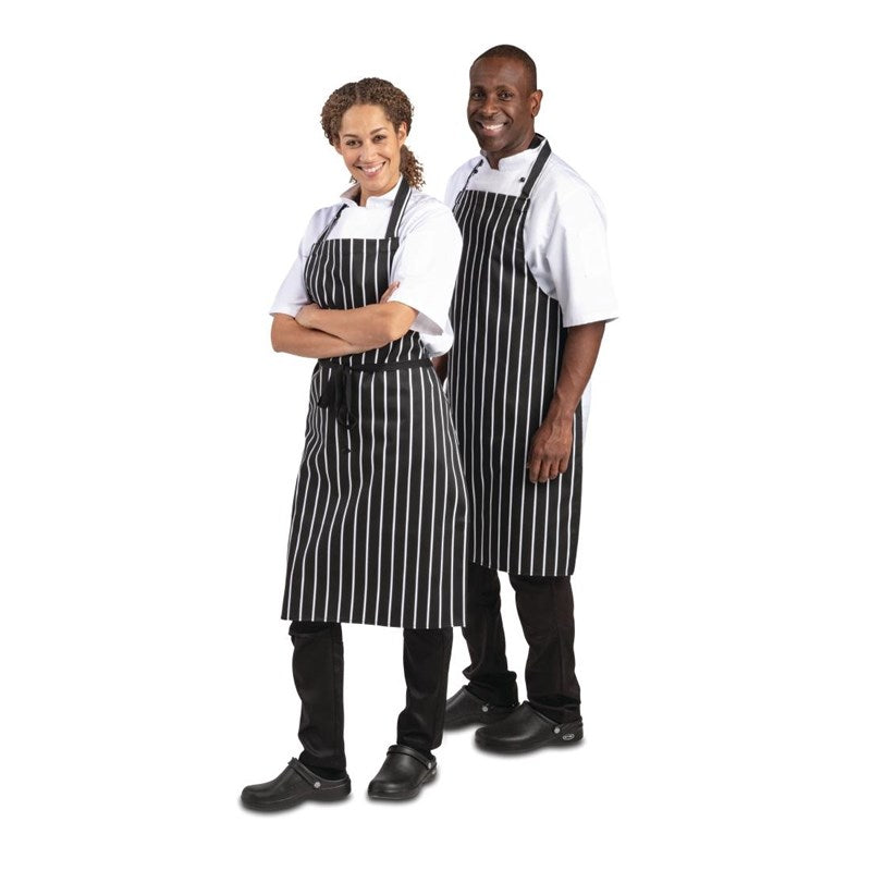 Halterschort Zwart/Wit Gestreept, Whites Chefs Clothing