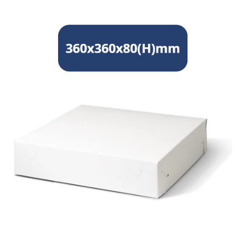 Taartdoos karton 36x36x8 cm, 10 stuks, Wit, BARSA, Zwanenhals gebaksdoos