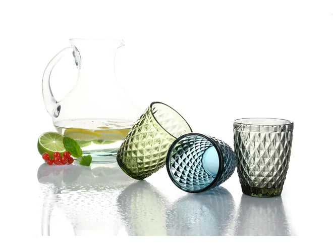 Waterglas Inspire Colors, 6 stuks, Blauw, Ruitpatroon, 240ml