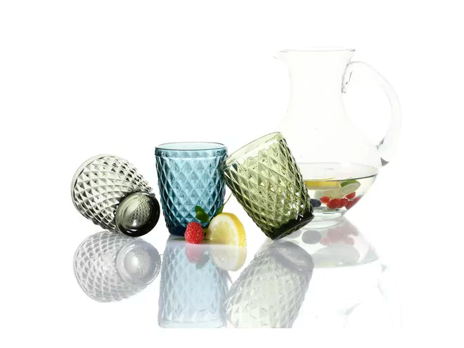 Waterglas Inspire Colors, 6 stuks, Blauw, Ruitpatroon, 240ml