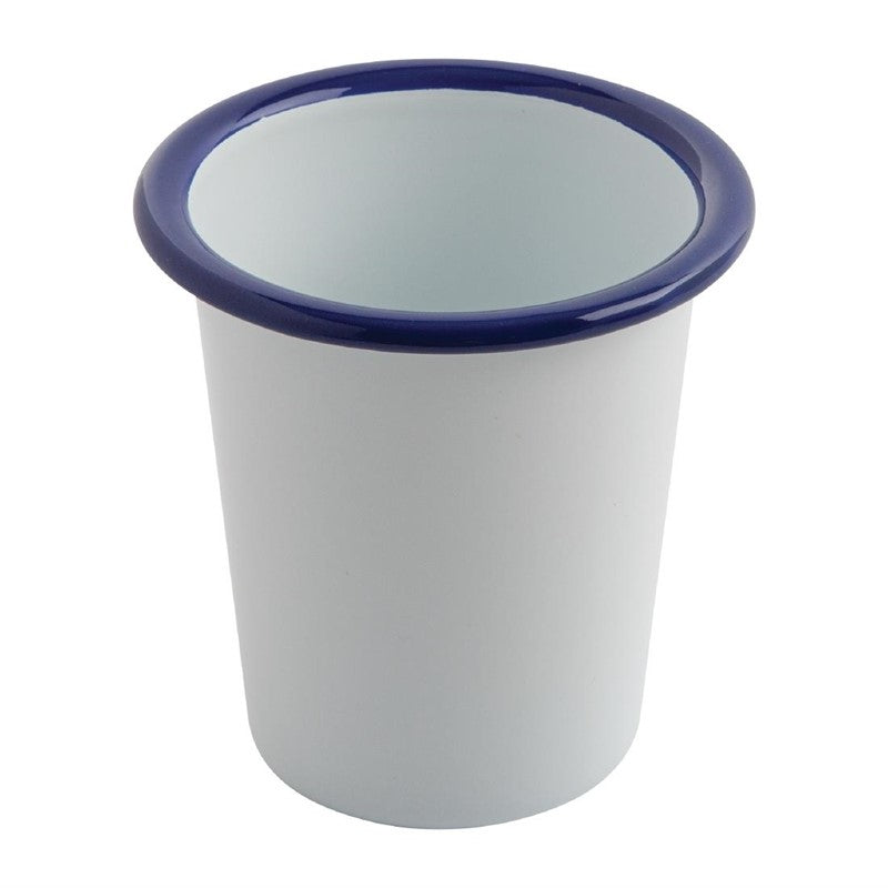 Olympia Emaille Beker 31cl, Wit/Blauw, ( set van 6 )