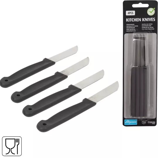 Keukenmesjes 4 stuks, Cuisine Elegance, Zwart