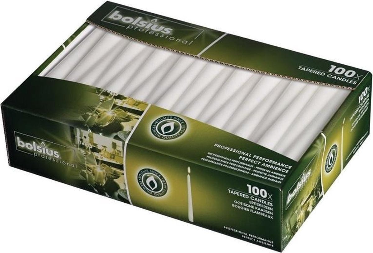 100 stuks gotisch wit dinerkaarsen 240/23 (7 uur)