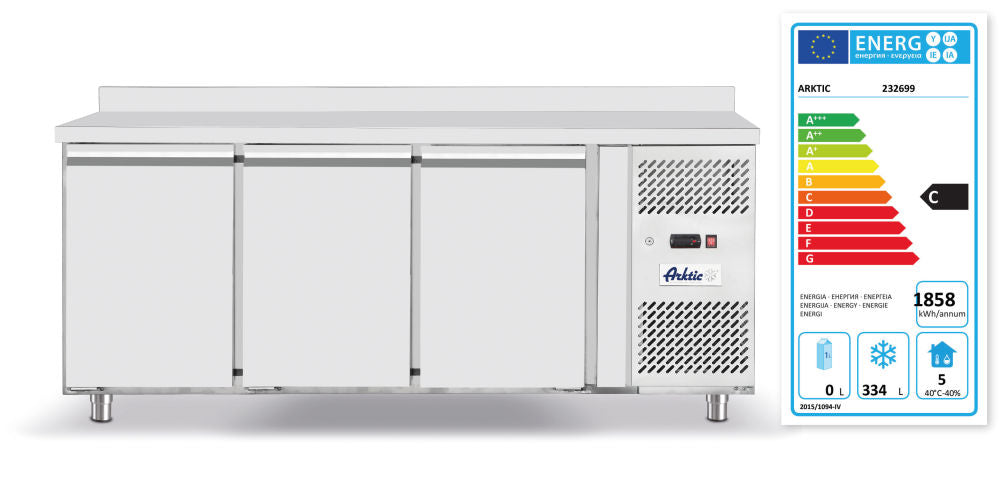 Vrieswerkbank met 3 deuren Profi Line 420L, Arktic, Profi Line, GN 1/1, 420L, 230V/600W, 1795x700x(H)850mm