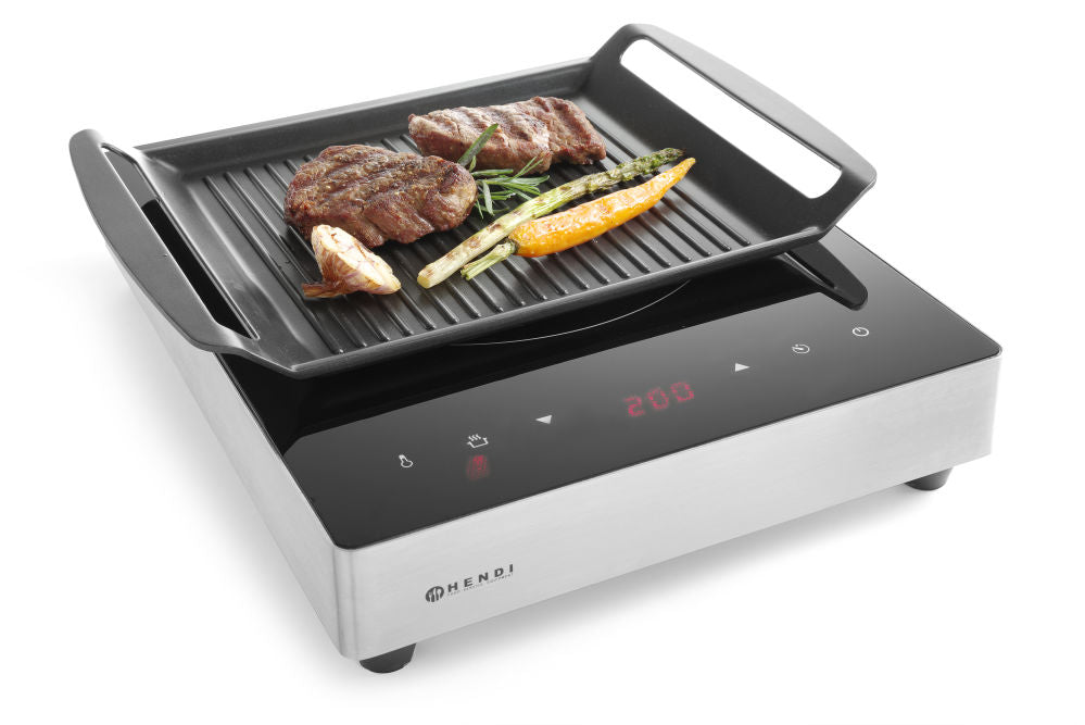 Grillplaat voor inductie kookplaten, HENDI, 390x260x(H)35mm