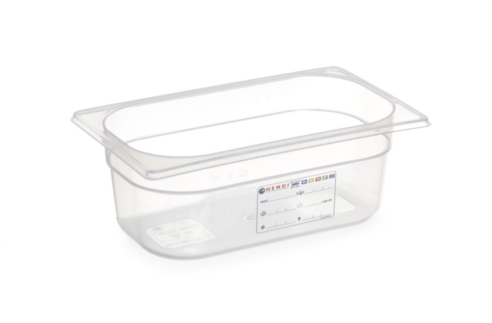 Voorraadbak HACCP GN 1/4, HENDI, GN 1/4, 1,8L, Transparant, 265x162x(H)65mm