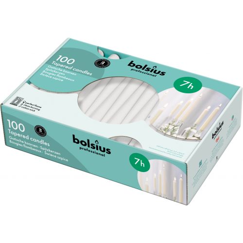 Bolsius Professional, Gotische kaarsen, Wit 24cm, 7 uur, 100 stuks