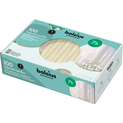 Bolsius Professional, Gotische kaarsen, Ivoor 24cm, 7 uur, 100 stuks