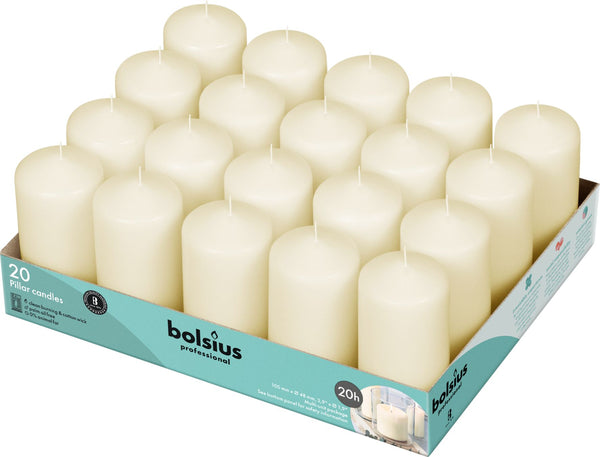 Bolsius Professional, Stompkaarsen, Ivoor 10cm, 20 uur, 20 stuks