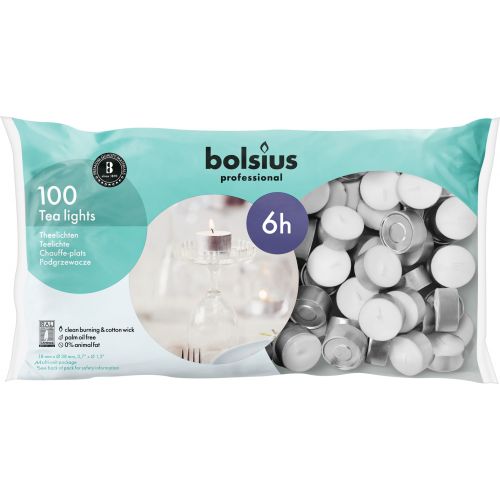 Bolsius Professional, Waxinelichten, Zilver / Wit, 6 uur, 100 stuks