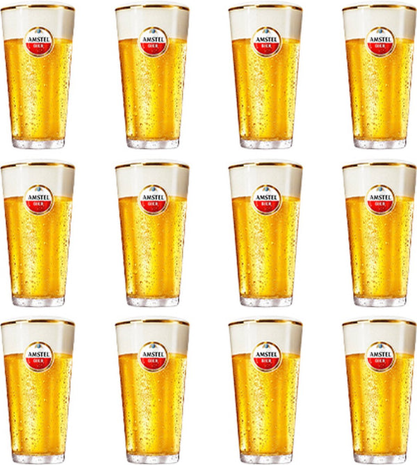 12x Amstel Bierglazen 250ml, Vaasje gehard