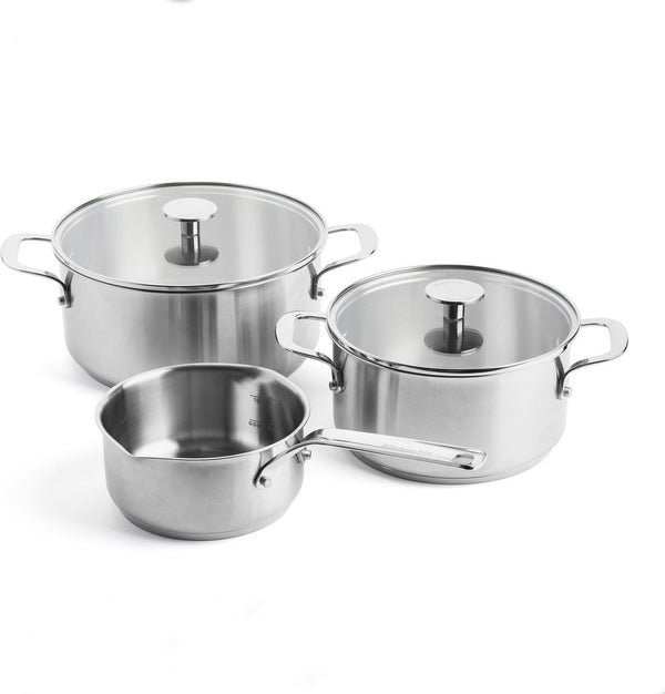 KitchenAid Pannenset met deksel 3-delig, RVS