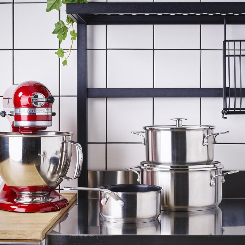 KitchenAid Pannenset met deksel 3-delig, RVS