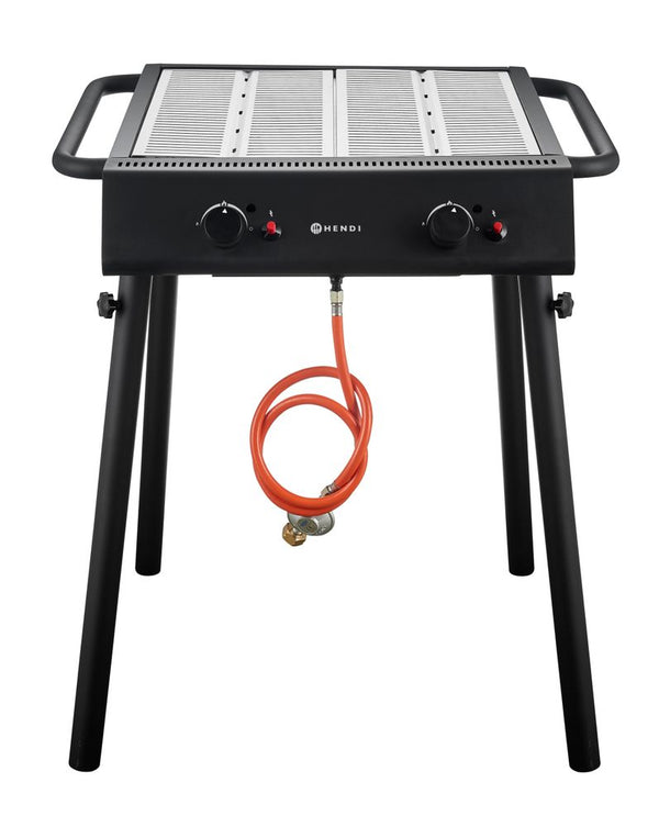 Xantos Black Gasgrill BBQ, HENDI, Zwart, 9,5kW, 770x710x(H)870mm