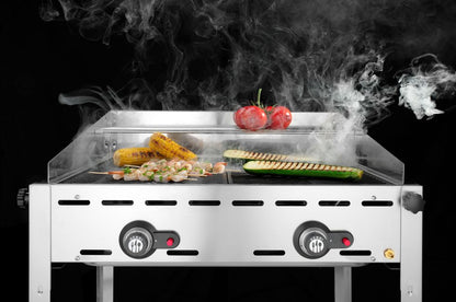 Green Fire met 2 branders, HENDI, Profi Line, 2 roestvast stalen Gastronorm 1/1 roosters, 11,6kW, 740x612x(H)825mm