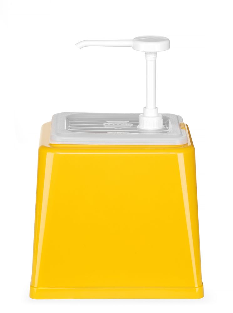 Sausdispenser met pomp, HENDI, 2,5L, Geel, 230x210x(H)327mm
