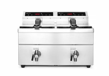 Inductie friteuse met aftapkraan - 2 x 8 l, HENDI, Profi Line, 16L, 230V/7000W, 577x609x(H)410mm
