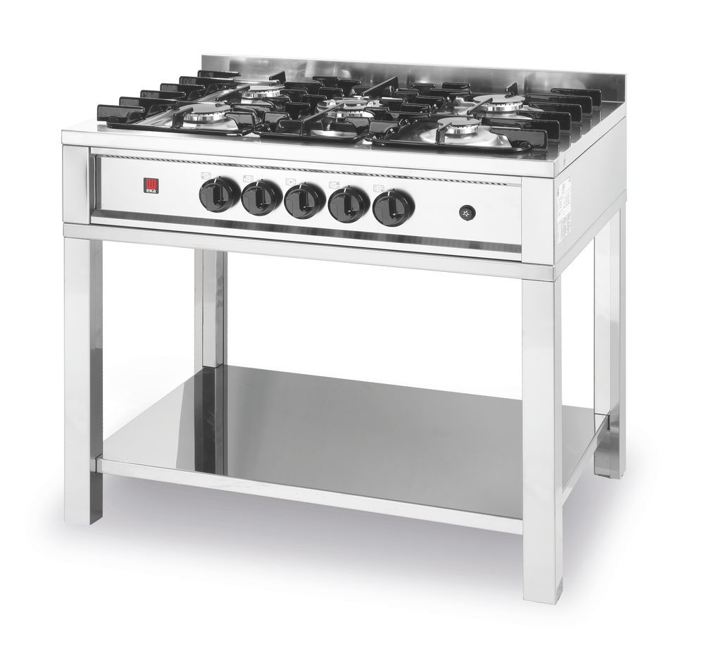 Gasfornuis - 5 pits, met open frame, HENDI, Kitchen Line, 14,3kW, 900x640x(H)910mm