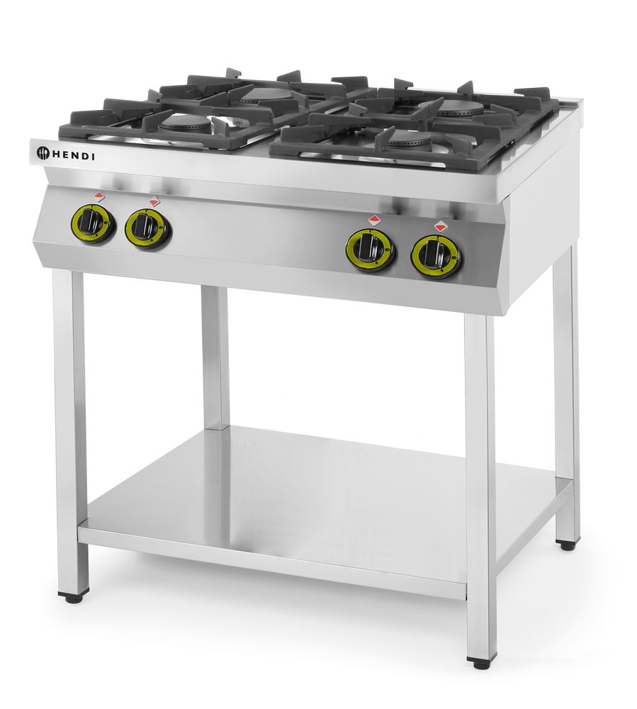 Gasfornuis Kitchen Line 4-pits open standaard, HENDI, Kitchen Line, 19kW, 800x700x(H)900mm