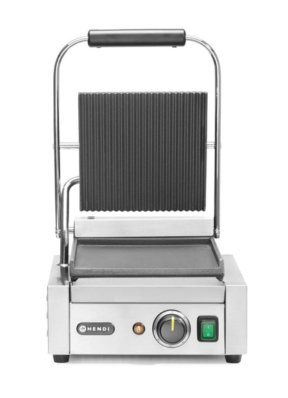 Contactgrill - enkel, HENDI, boven geribd, onder glad, 230V/1800W, 310x400x(H)210mm