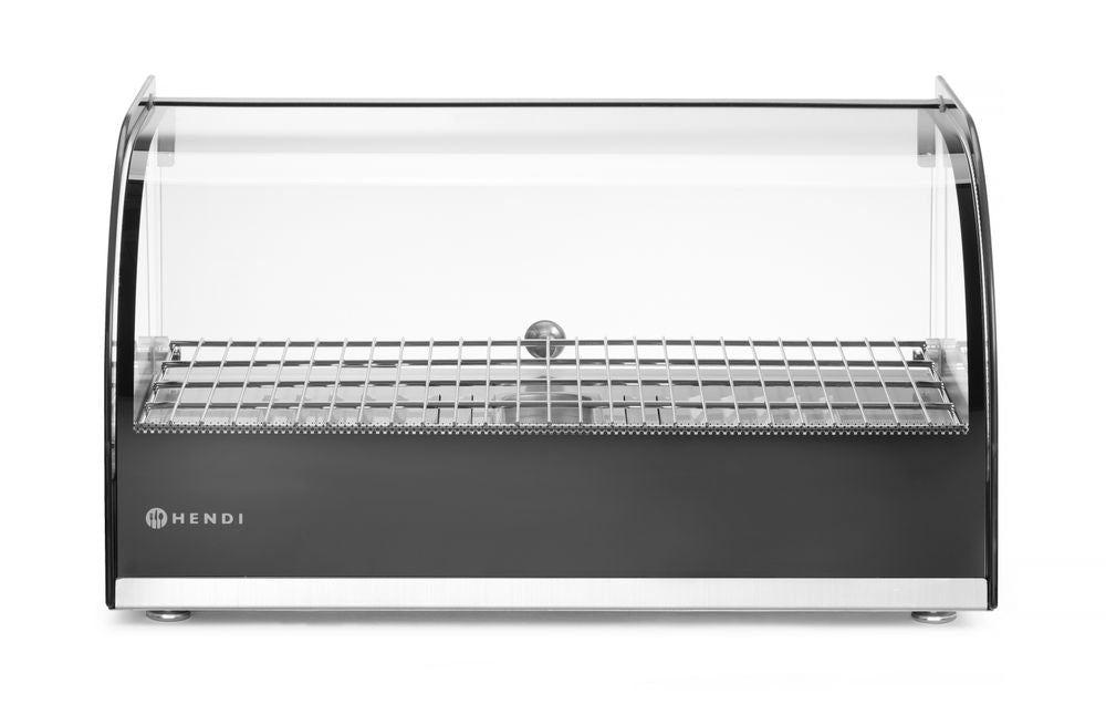 Opzet warmhoudvitrine, HENDI, enkel niveau, Zwart, 220-240V/800W, 554x376x(H)311mm