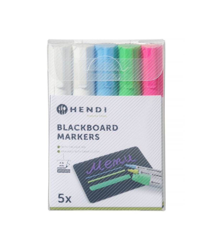 Krijtstiften 6 mm, HENDI, 1 roze, 1 groene, 1 blauwe en 2 witte stiften