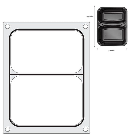 Traysealer matrix, HENDI, Twee-delige container 227x178 mm