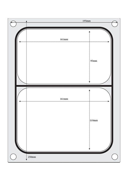 Traysealer matrix, HENDI, Twee-delige container 227x178 mm