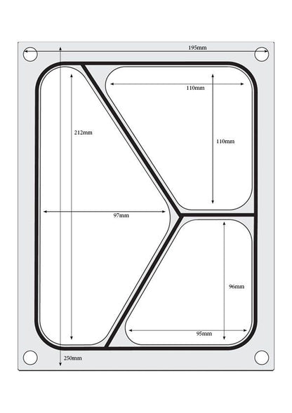 Traysealer matrix, HENDI, Driedelige container 227x178 mm