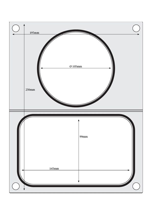 Traysealer matrix, HENDI, 2 containers (1x 178x113 mm, 1x ø115 mm)