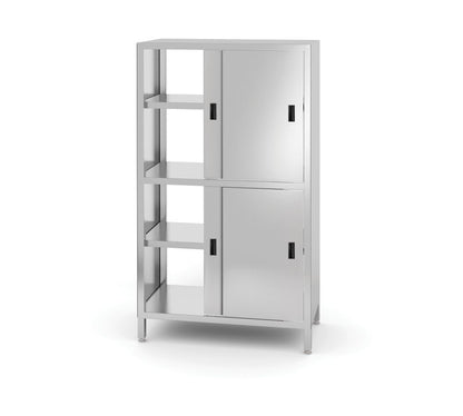 Doorgangskast met tussenschot en schuifdeuren – geschroefd, HENDI, Kitchen Line, 800x500x(H)1800mm