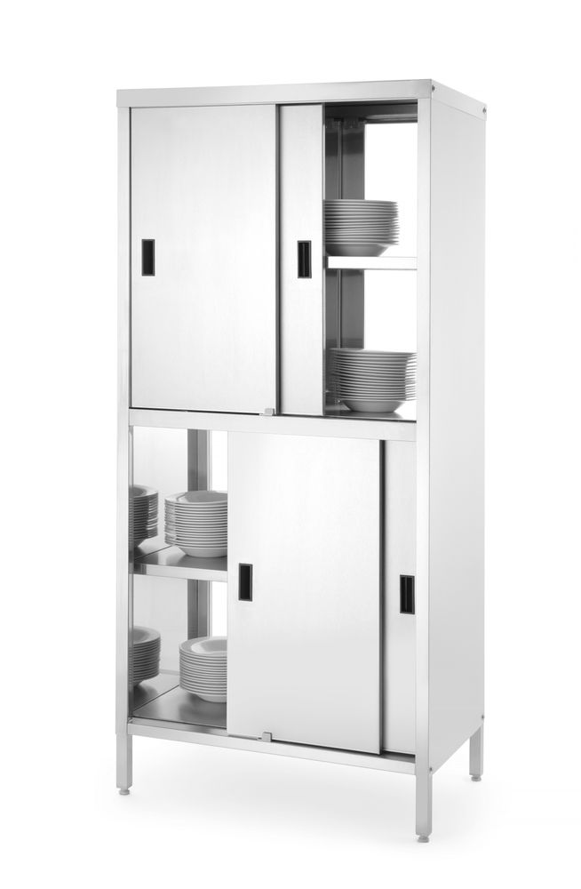 Doorgangskast met tussenschot en schuifdeuren – geschroefd, HENDI, Kitchen Line, 800x500x(H)1800mm