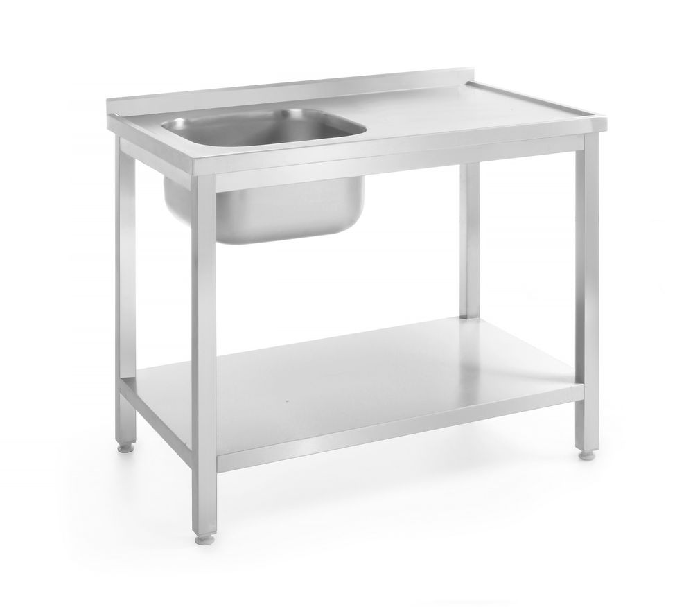 Enkele spoeltafel met schap, HENDI, Kitchen Line, Links, 1000x700x(H)850mm