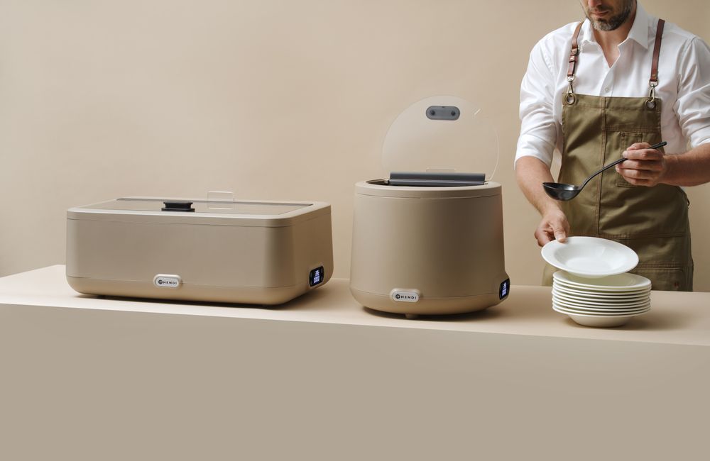 Chafing dish HENDI UNIQ, HENDI, designed by Robert Bronwasser, Beige, 220-240V/700W, 607x402x(H)245mm