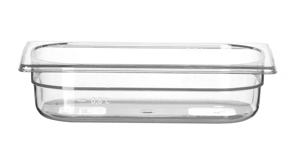 Gastronormbak GN 1/4 polycarbonaat, HENDI, Profi Line, GN 1/4, 1,8L, Transparant, 265x162x(H)65mm