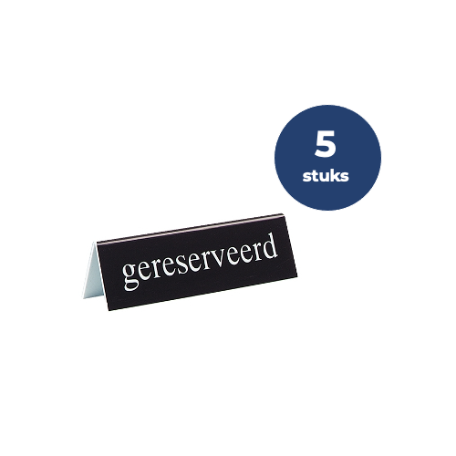 5x Gereserveerd bordjes, BARSA, Zwart, 2-zijdig tafelbordje