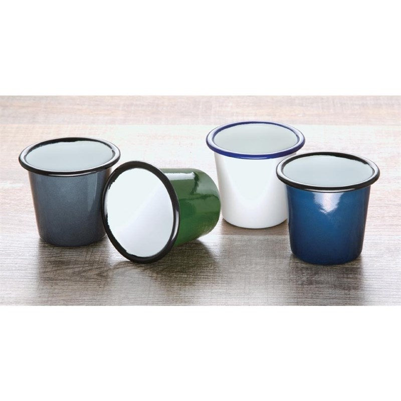 Olympia Emaille Beker 31cl, Grijs/Zwart, ( set van 6 )
